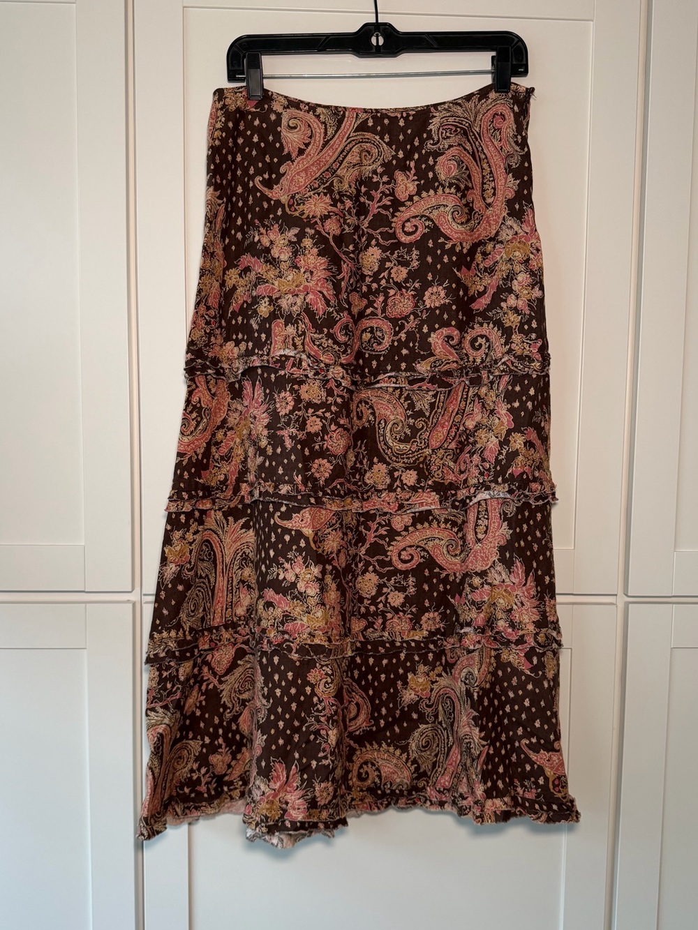 Vintage Y2K Linen Tape Measure Floral Tiered Fairy Grunge Boho Chic Skirt